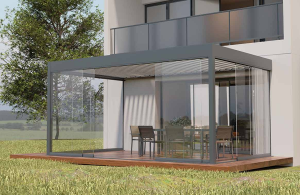 Modern pergola with glass design by Pergola Prestige